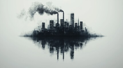 Fototapeta premium Cityscape with smoke pollution.