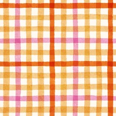 Pastel gingham plaid checkerboard with hand-drawn lines pattern.