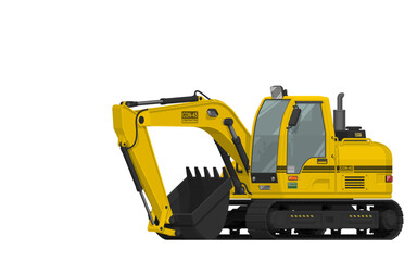 Isolated excavator in the position of transportation