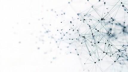 Abstract Network Connections: A minimalist design featuring a network of interconnected dots and lines, symbolizing the interconnected nature of modern technology, communication, and social networks. 