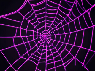 Obraz premium abstract neon illustration of ultraviolet spider web, neon web, pink