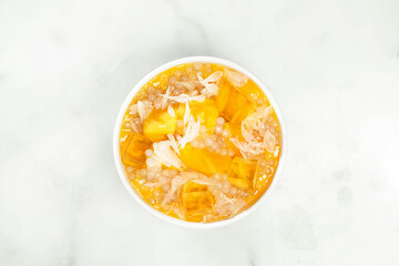 Mango Pomelo Sago Love Jade Toothpick Nectar served in bowl isolated on grey background top view of asian food © Food Shop