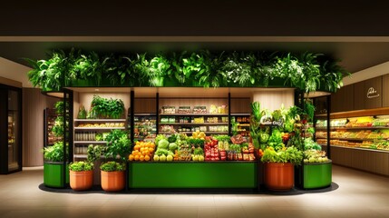 3D Line Drawing Of A Department Store, Highlighting The Food Store Section