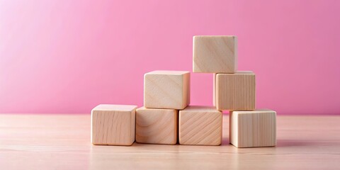 Happy Saturday wooden cubes on pink background, weekend, happiness, cheerful, relax, joy, positive, weekend vibes, typography