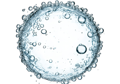 A large circle of water with many small bubbles