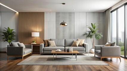 Fototapeta premium Modern living room with sleek furniture and minimalist decor, modern, living room, sleek, furniture, minimalist, decor