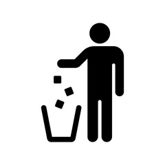 Vector Throw Trash Icon on White Background