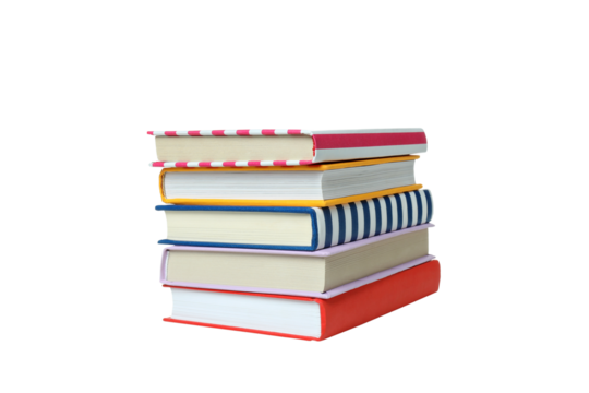 PNG,A stack of books, isolated on white background