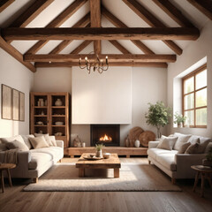 Fototapeta premium modern living room with fireplace