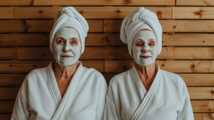 Senior Couple Relaxing and Enjoying a Home Spa Day with Soothing Facial Masks for Skin Rejuvenation and Holistic Self Care Therapy  Cozy Lifestyle and Wellness Concept for Mature Adults