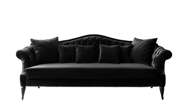 Black sofa transparent background