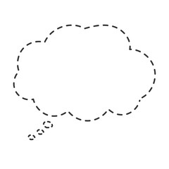 破線　吹き出し　シンプル　雲　考え