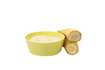 PNG, a plate of baby puree, isolated on a white background.