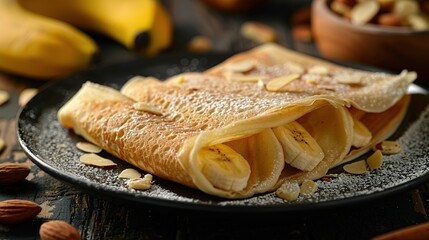 cold crepe stuffed banana and almond