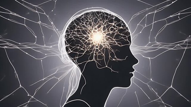 line brain neurons woman human glowing editable profile face stroke ad silhouette style icon mind idea imagination design psychology head