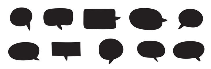 Hand drawn set of speech bubbles isolated Doodle set element Vector illustration