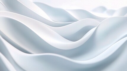 Obraz premium Serene White Waves: Abstract background of flowing white fabric, evoking purity, elegance, and tranquility. 
