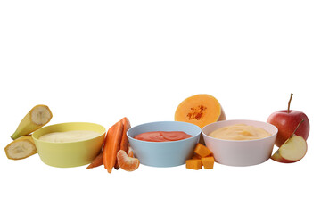 PNG, a plate of baby puree, isolated on a white background.