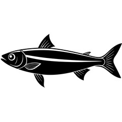 Anchovy isolated on white, Anchovy vector illustration, fish vector art, Anchovy silhouette,  fish vector icon, Anchovy cartoon line art, eps