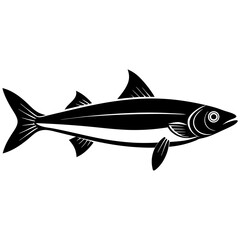 Anchovy isolated on white, Anchovy vector illustration, fish vector art, Anchovy silhouette,  fish vector icon, Anchovy cartoon line art, eps
