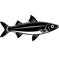 Anchovy isolated on white, Anchovy vector illustration, fish vector art, Anchovy silhouette,  fish vector icon, Anchovy cartoon line art, eps