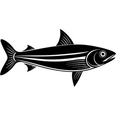 Anchovy isolated on white, Anchovy vector illustration, fish vector art, Anchovy silhouette,  fish vector icon, Anchovy cartoon line art, eps