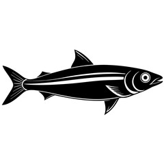 Anchovy isolated on white, Anchovy vector illustration, fish vector art, Anchovy silhouette,  fish vector icon, Anchovy cartoon line art, eps