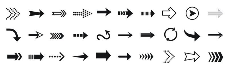 Arrow icon Direction sign pointer outline pictogram refresh button reload symbol set