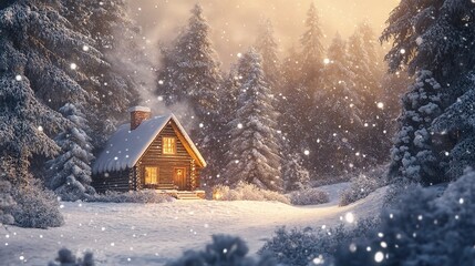 Winter's Embrace: A Cozy Cabin in a Snowy Wonderland 