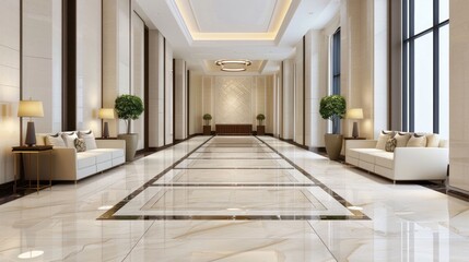 Luxurious hotel lobby with elegant ornate decor and deep comfortable seating in a lavish grand interior design setting  The lobby exudes an atmosphere of sophistication exclusivity and opulence