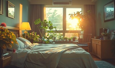 euthanasia concept empty bed in old person room in nursing home generative ai.