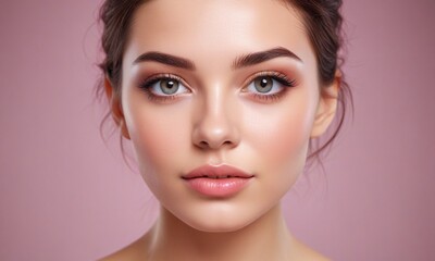 Fototapeta premium Beautiful young woman with perfect skin. Natural beauty, cosmetics, skin care concept. Studio shot
