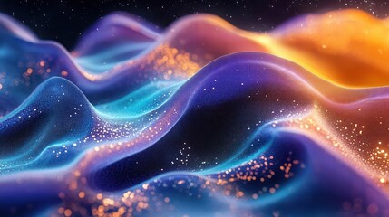 Obraz premium A digital artwork depicts an abstract and colorful representation of waves with a space background,