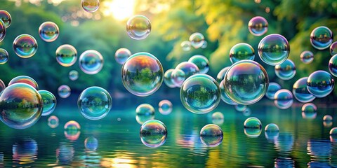 Soothing bubbles floating in rhythmic patterns , relaxation, tranquility, peaceful, calm, harmony, meditation, spa, therapy