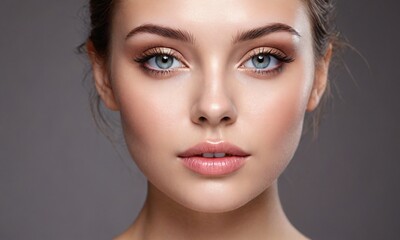 Fototapeta premium Beautiful young woman with perfect skin. Natural beauty, cosmetics, skin care concept. Studio shot