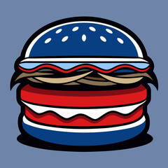 hamburger isolated on white, hamburger vector illustration, food vector art, hamburger silhouette,  burger vector icon, burger cartoon line art, eps