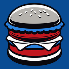 hamburger isolated on white, hamburger vector illustration, food vector art, hamburger silhouette,  burger vector icon, burger cartoon line art, eps