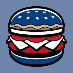hamburger isolated on white, hamburger vector illustration, food vector art, hamburger silhouette,  burger vector icon, burger cartoon line art, eps
