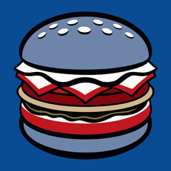 hamburger isolated on white, hamburger vector illustration, food vector art, hamburger silhouette,  burger vector icon, burger cartoon line art, eps