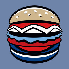 hamburger isolated on white, hamburger vector illustration, food vector art, hamburger silhouette,  burger vector icon, burger cartoon line art, eps