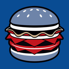 hamburger isolated on white, hamburger vector illustration, food vector art, hamburger silhouette,  burger vector icon, burger cartoon line art, eps