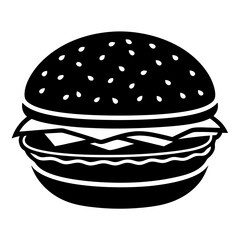 hamburger isolated on white, hamburger vector illustration, food vector art, hamburger silhouette,  burger vector icon, burger cartoon line art, eps