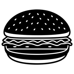 hamburger isolated on white, hamburger vector illustration, food vector art, hamburger silhouette,  burger vector icon, burger cartoon line art, eps