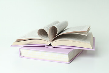 An open book on a light background