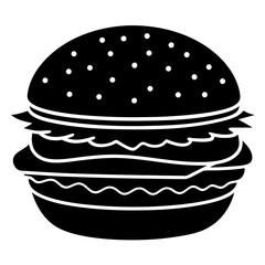 hamburger isolated on white, hamburger vector illustration, food vector art, hamburger silhouette,  burger vector icon, burger cartoon line art, eps