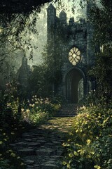 Obraz premium Mystical castle hidden in the enchanted woodland