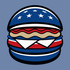 hamburger isolated on white, hamburger vector illustration, food vector art, hamburger silhouette,  burger vector icon, burger cartoon line art, eps