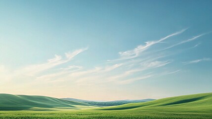 Obraz premium Serene Sunset over Rolling Green Hills
