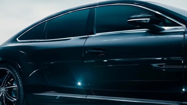 Black luxury sedan car display