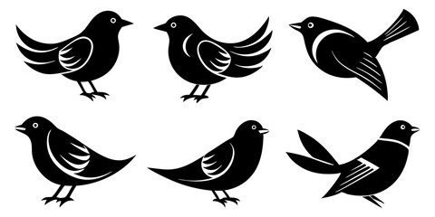 Bird icons. Set of illustrations: bird silhouette icon vector art.
